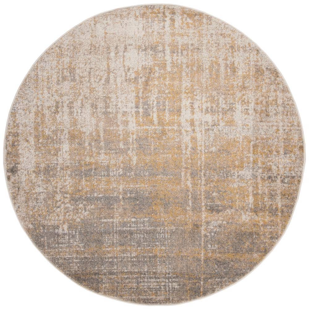 SAFAVIEH Adirondack Cream/Gold 4 ft. x 4 ft. Round Abstract Area Rug