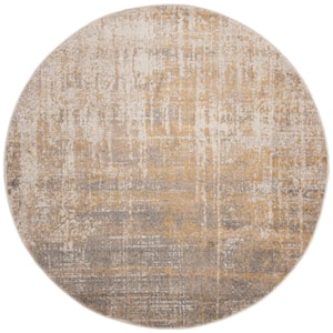 Adirondack Cream/Gold 6 ft. x 6 ft. Round Abstract Area Rug