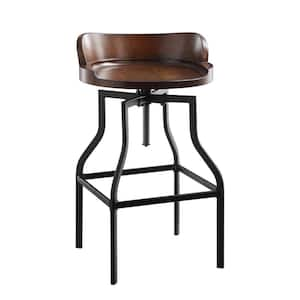 25.75 in. Chestnut Backless Metal Bar Chair with Wood Seat