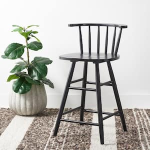 Jay 25 in. Black Low-Back Wood Frame Counter Stool
