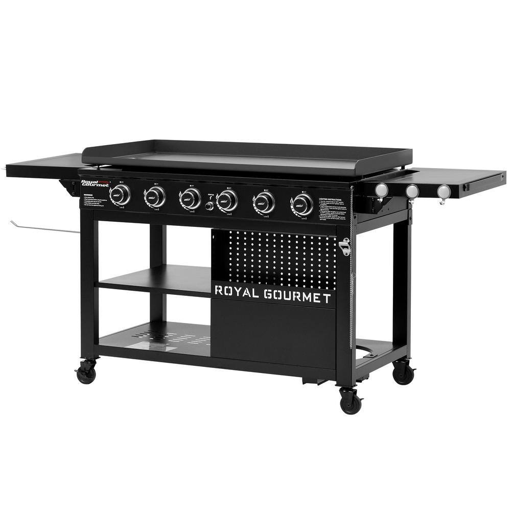 Royal Gourmet 44-Inch Black Stainless Steel 6-Burner Propane Gas Grill Griddle