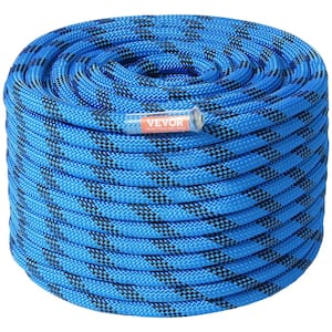 12.7 mm Static Climbing Rope, 38 m, 125 ft. Outdoor Rock Climbing Rope 30 KN Breaking Tension, Fiber Rope, Blue