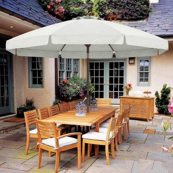 crank up patio umbrella VOUA 10-ft Steel Beige Crank Cantilever Patio Umbrella Polyester one_size