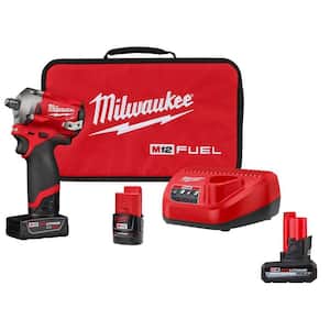 M12 FUEL 12V Lithium-Ion Brushless Cordless Stubby 1/2 in. Impact Wrench Kit w/XC High Output 5.0 Ah Battery Pack
