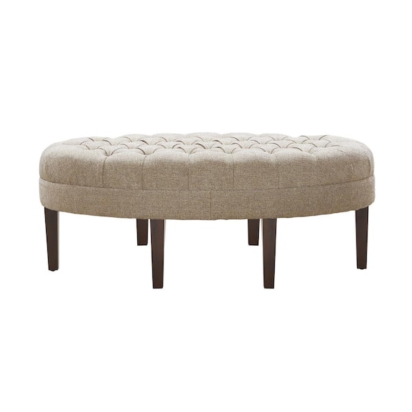 Madison Park Chase Linen Fabric Surfboard Tufted Ottoman