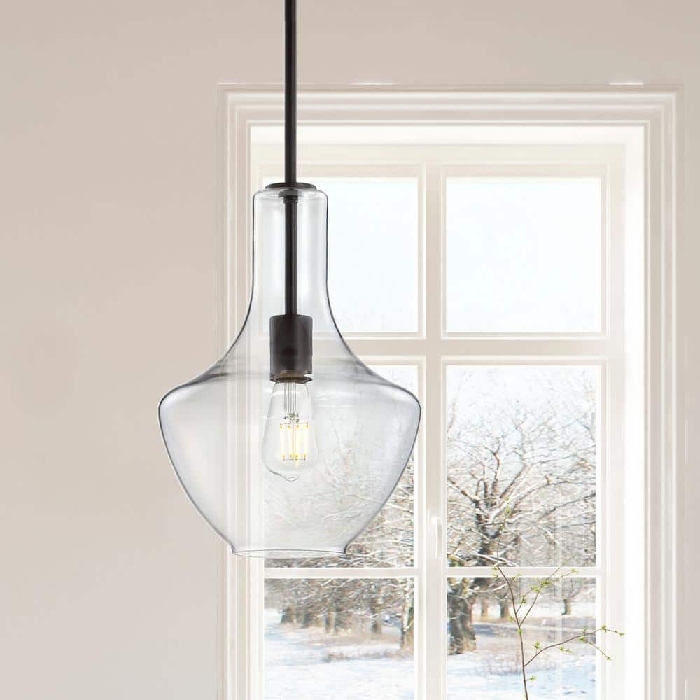 Watts 10.5" Clear Glass and Bronze LED Pendant Light