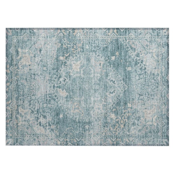 Chantille Machine Washable Indoor/Outdoor Abstract ACN3169 Teal 3 ft. x 4 ft. Area Rug