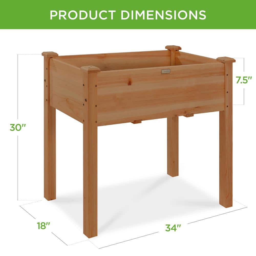 Acorn Brown Fir Wood Raised Garden Bed with Bed Liner