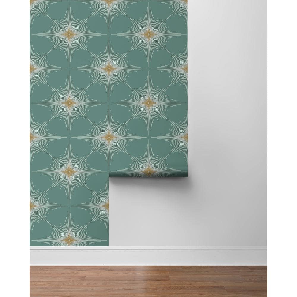 Seabreeze Blue Green Vinyl Geometric Peel and Stick Wallpaper