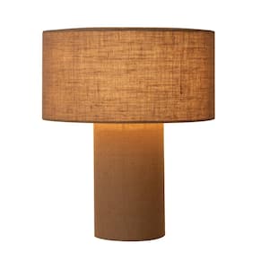 Moonlight 20 in. Beige Table Lamp Woven Burlap Shade, Dimmer Switch