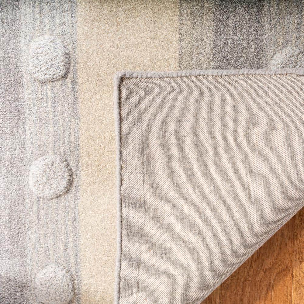 Handmade Grey and Ivory Wool Kids 8' x 10' Area Rug
