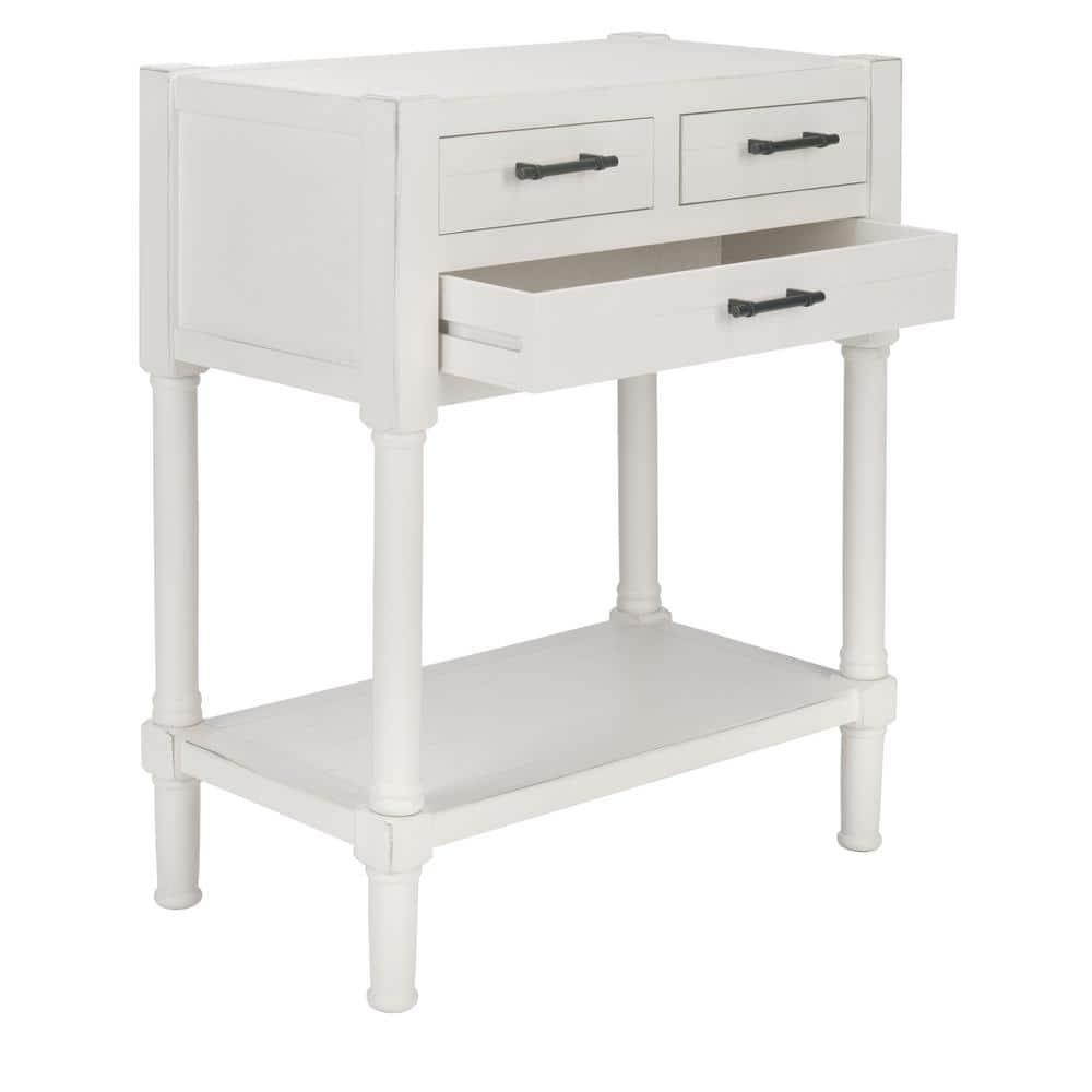 Filbert Distressed White 28'' Wood & Metal Console Table with Storage