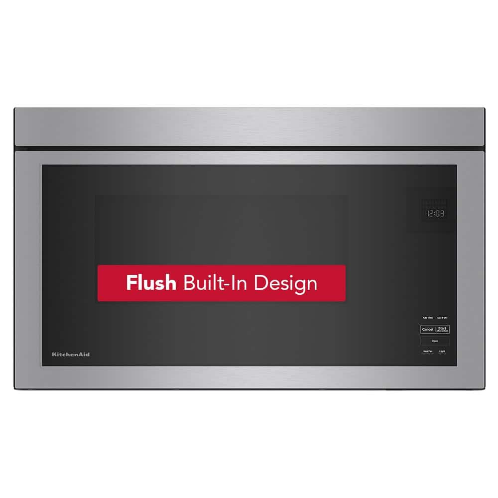 KitchenAid 30 in. W 1.1 cu. ft. Stainless Steel Flush Built-In 1000-Watt Over-the-Range Microwave