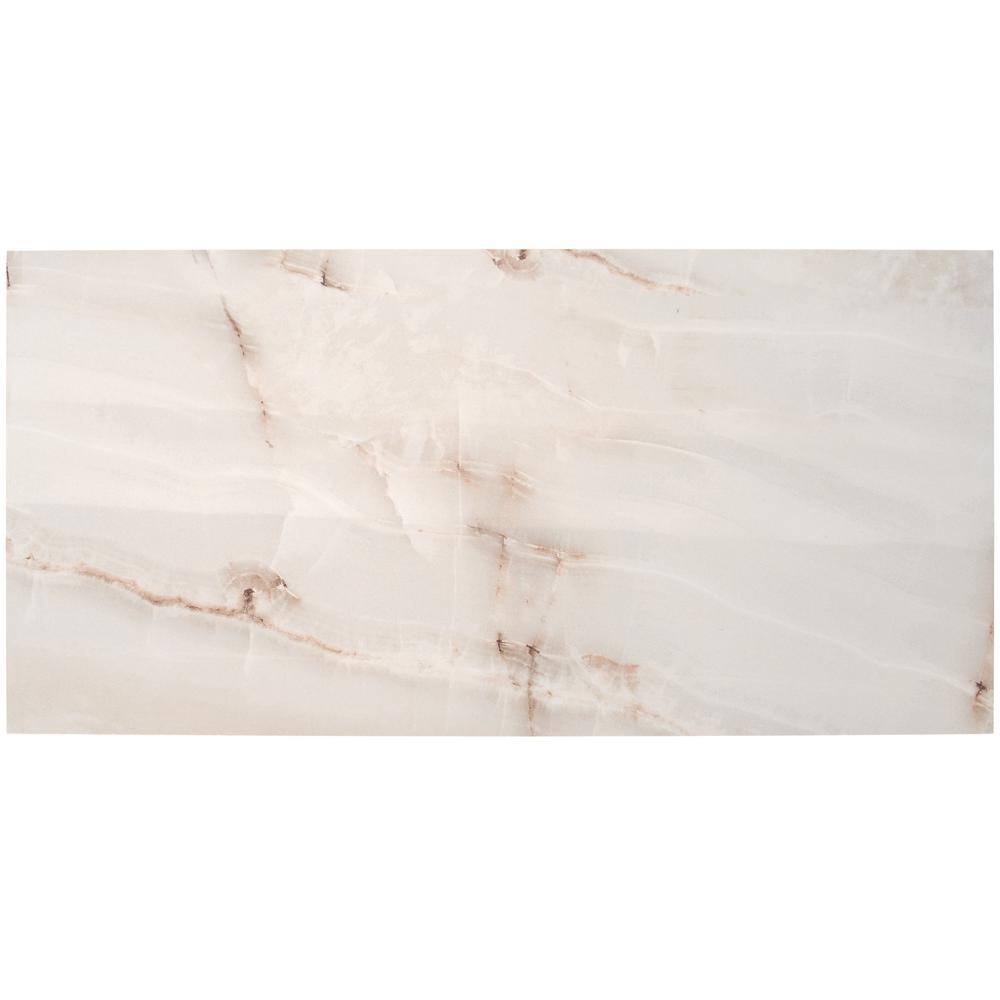 Essential 12" x 24" Polished Beige Porcelain Wall Tile