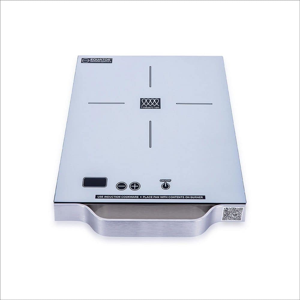 11 in. Portable Electric Single Element Ceramic Glass Top Surface Induction Cooktop in Silver with Aluminum Handle