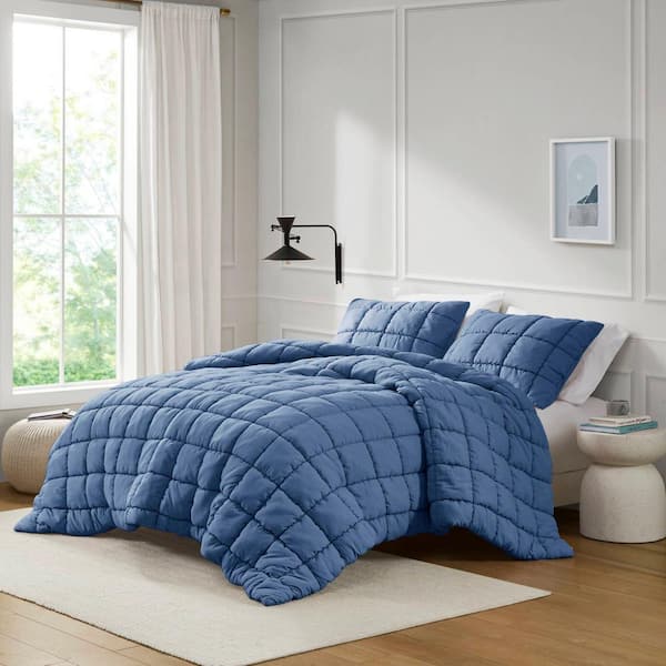 Intelligent Design Dream Puff Navy Microfiber Fullqueen Comforter Set Id10 2311 The Home Depot 