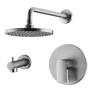 Wedge Single Handle 1-Spray Tub and Shower Faucet 1.8 GPM with Pressure Balance in. Brushed Nickel (Valve Included)