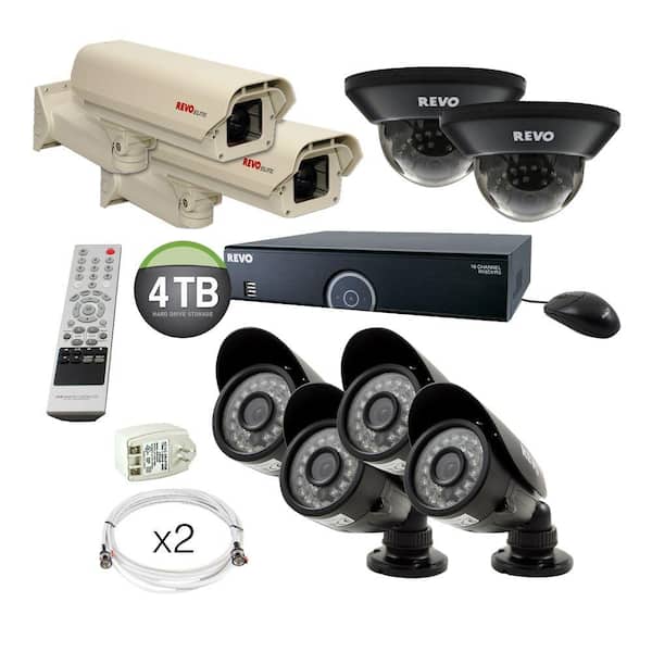 Revo Elite Titanium Series 16 Ch. Surveillance System with 4 TB DVR 6 Quick Connect Cameras and 2 Elite Outdoor Box Cameras