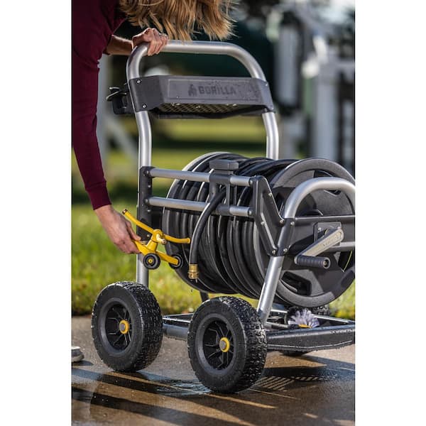 VEVOR Hose Reel Cart, Hold Up to 300 ft of 5/8'' Hose, Garden Water Hose  Carts Mobile Tools with 4 Wheels, Heavy Duty Powder-Coated Steel Outdoor