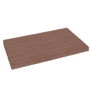 24 in. 24-Pcs Patio DIY Module Interlocking Deck Tiles, Easy and Quick to Install for Porch, Backyard, Red Brown