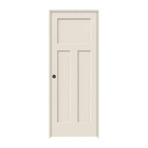 30 in. x 80 in. 3 Panel Craftsman Primed Right-Hand Smooth Solid Core Molded Composite MDF Single Prehung Interior Door
