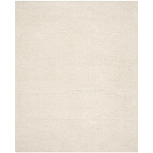 Athens Shag White 10 ft. x 14 ft. Solid Area Rug