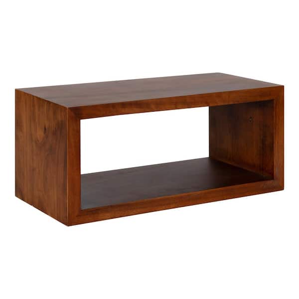 Kate and Laurel Holt 8 in. x 18 in. x 8 in. Walnut Brown Wood Floating Decorative Wall Shelf Without Brackets