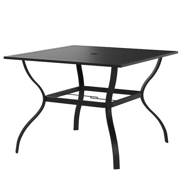 Classic Black Metal Outdoor Dining with 1.57 in. Umbrella Hole
