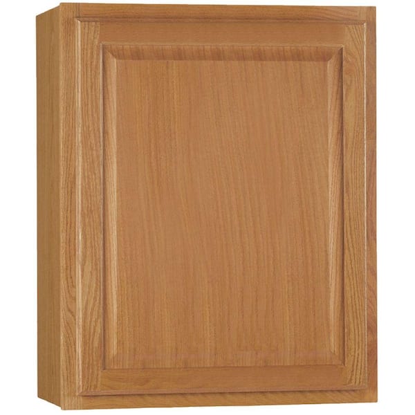 Hampton Bay Hampton 24 in. W x 12 in. D x 30 in. H Assembled Wall Kitchen Cabinet in Medium Oak