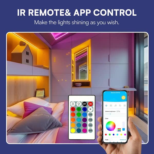 GUPUP 200 ft. Smart Plug-In Dimmable Cuttable Color Changing