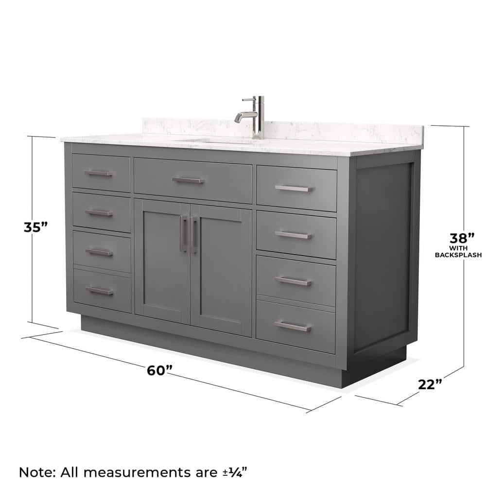 Beckett 60-Inch Dark Gray Cultured Marble Single Sink Vanity