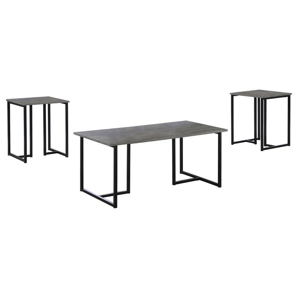 Nyla 3-Piece Black and Gray Rectangular Occasional Table Set