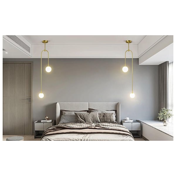 ZHLWIN Home Light 40-Watt 2-Lights Gold Modern Pendant Light