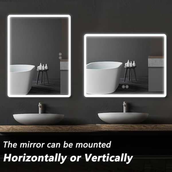 Neutype 31 in. W x 39 in. H Rectangular Frameless Anti-Fog LED Wall-Mounted Bathroom Vanity Mirror, Black