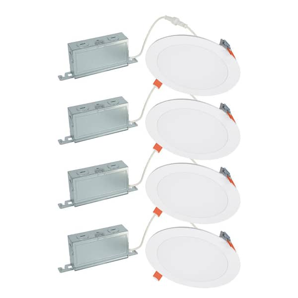 HLBSL 6 in. Can Less Integrated LED, 900 Lumens, 5CCT, White (4-Pack)