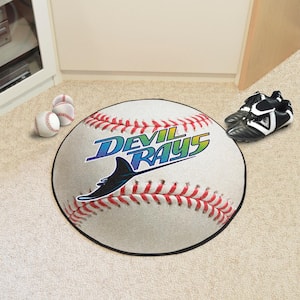Tampa Bay Devil Rays White 2 ft. x 2 ft. Round Baseball Area Rug