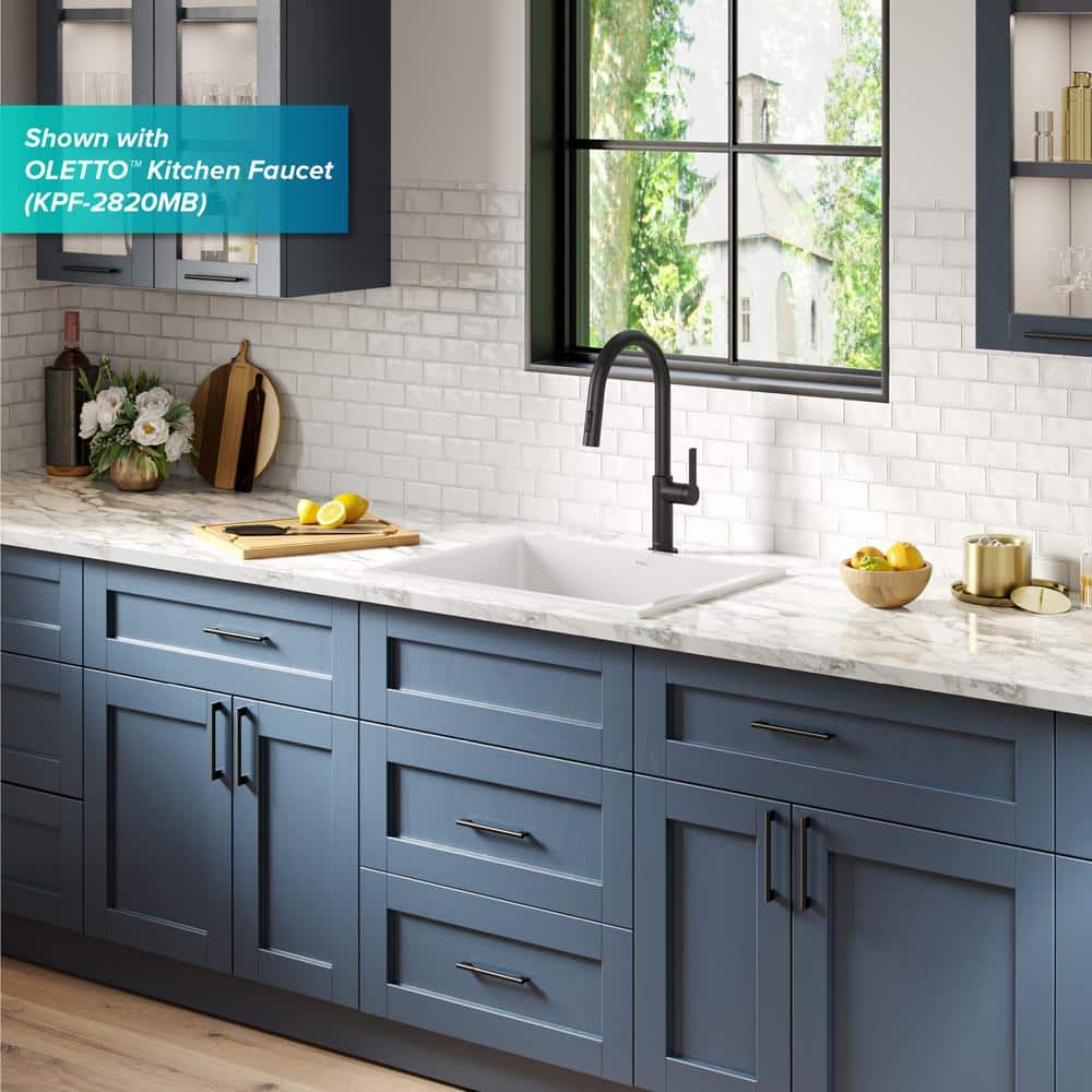Turino 24" Gloss White Fireclay Drop-In Single Bowl Sink