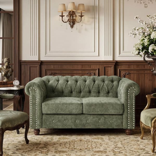 Morden Fort 61 in. Modern Chenille Couch 2 Seat Rolled Arm Loveseat w ...