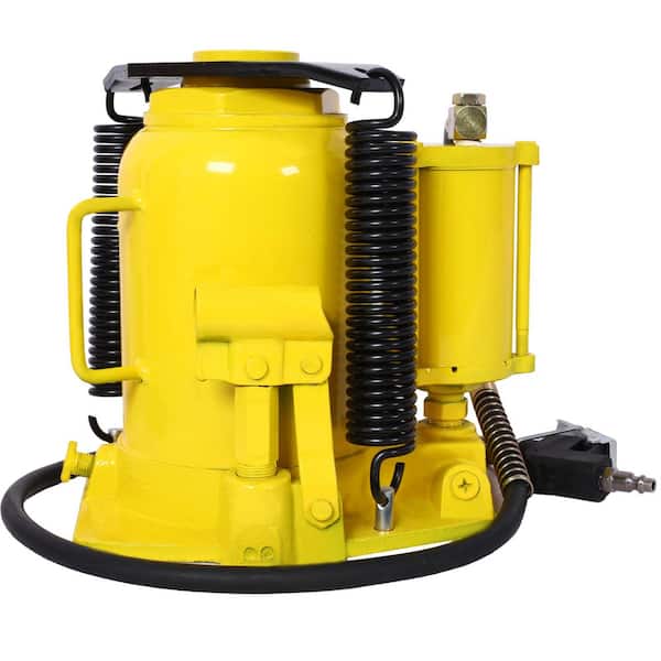 Amucolo 32 Ton Yellow All Welded Bottle Jack Air Hydraulic Bottle Jack, 10-16.3 in. Lifting Range, Manual Handle and Air Pump