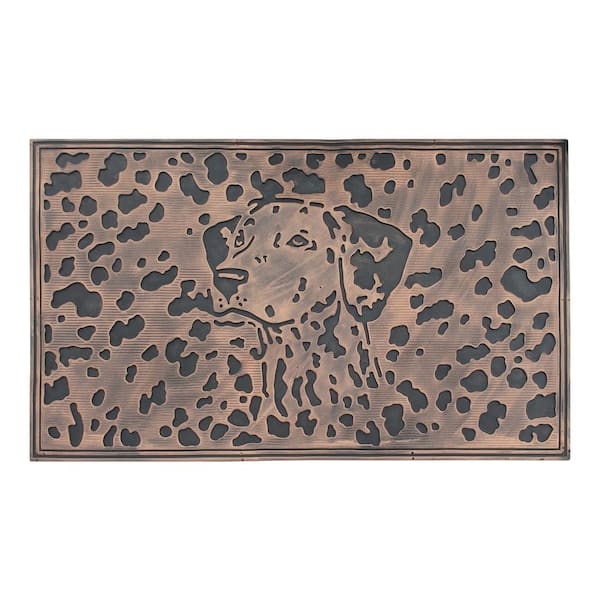 A1 Home Collections A1HC First Impression Dog Sketch Black/Copper 18 in. x 30 in. Rubber Beautifully Copper Finished Door Mat