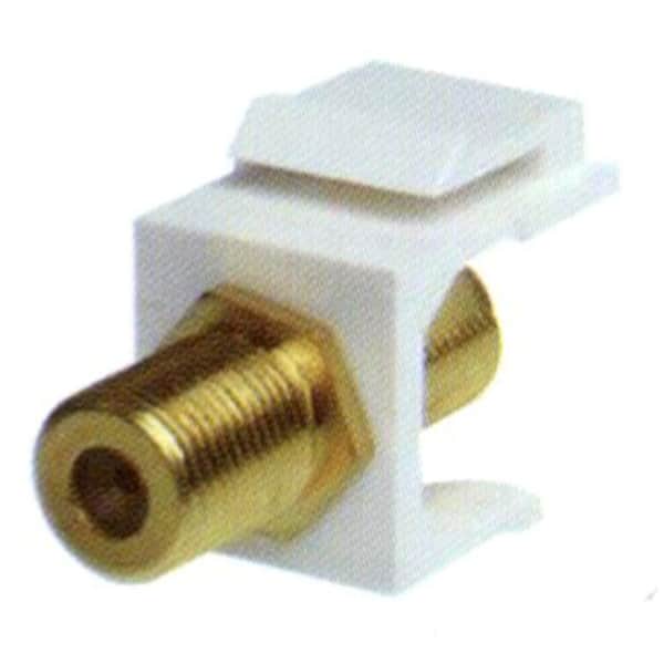 NTW F-Type Gold F/F Feed-Through Snap-In Keystone Jack Insert -White