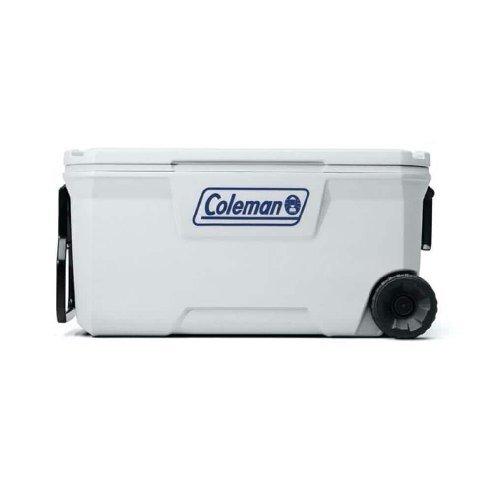 coleman classic 316 series 100 qt. marine wheeled hard cooler, white
