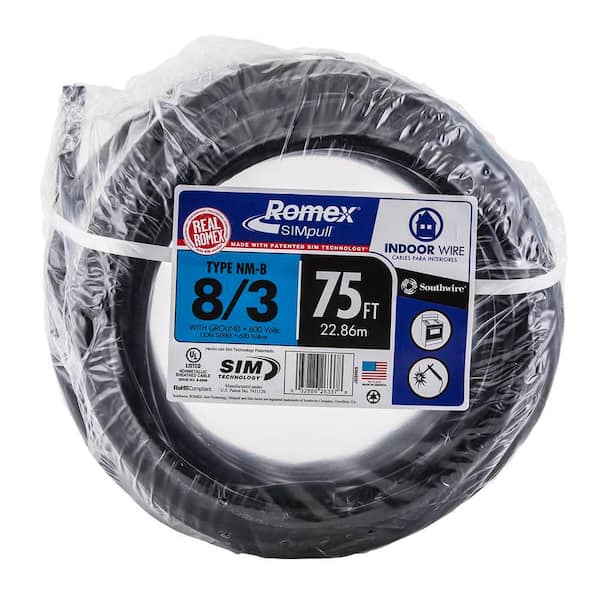 Southwire 75 ft. 8/3 Stranded Romex SIMpull CU NM-B W/G Wire