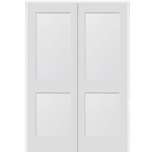 60 in. x 80 in. 2-Panel Flat Square Sticking Primed Composite Both Active Solid Core MDF Double Prehung Interior Door