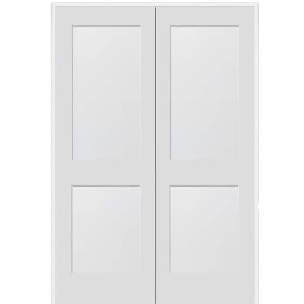 MMI Door 60 in. x 80 in. 2-Panel Flat Square Sticking Primed Composite Both Active Solid Core MDF Double Prehung Interior Door