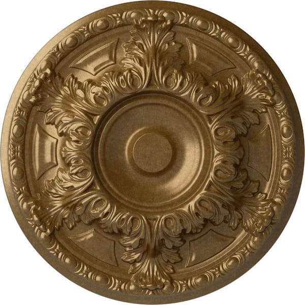Ekena Millwork 19 in. x 1-1/2 in. Granada Urethane Ceiling Medallion (Fits Canopies upto 7-1/8 in.), Pale Gold