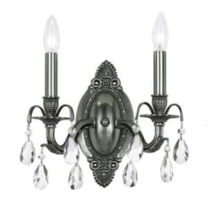 Dawson 11.5 in. 2-Light Pewter Wall Sconce
