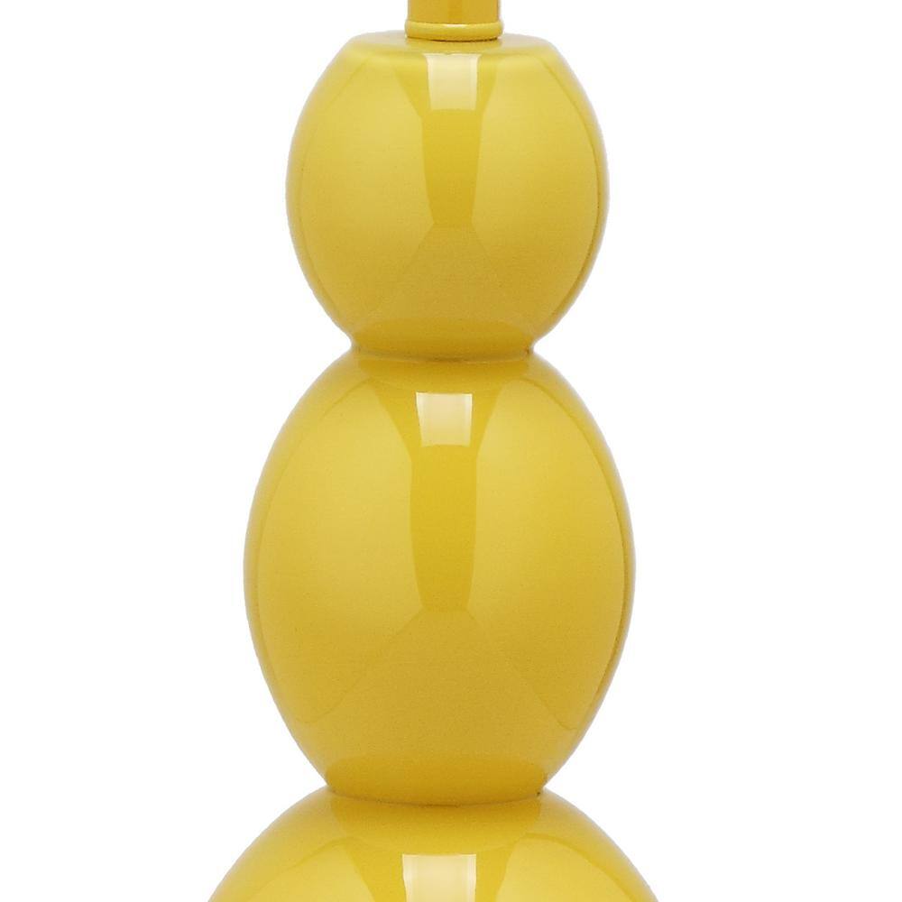 Elegant Yellow Glass Orb Table Lamp Set with Off-White Shade