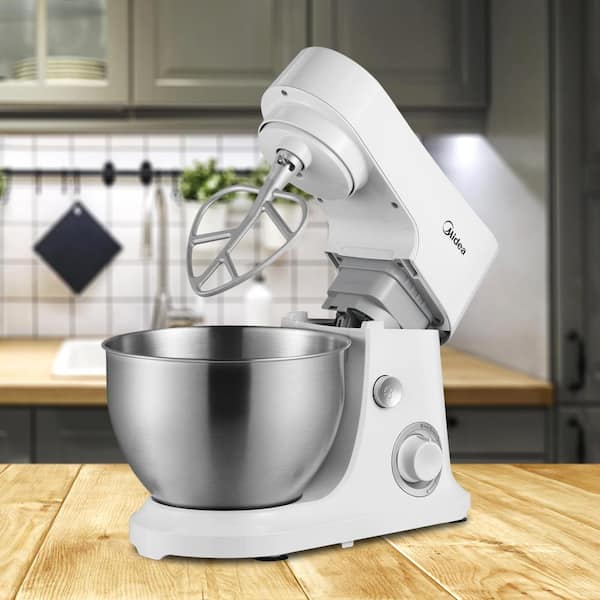 Midea 5 qt 6-Speed Stainless Steel Stand Mixer with Tilt-Head in