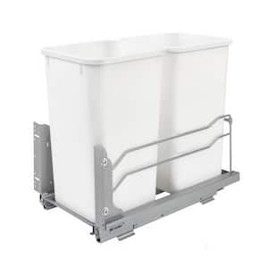 White Double Pull Out Trash Can 27 qt. with Soft-Close